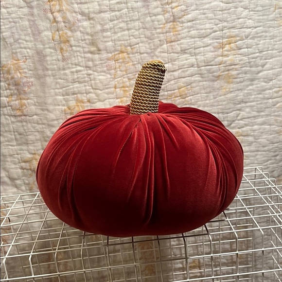 Threshold Velvet Red Pumpkin Pillow - Picture 4 of 9
